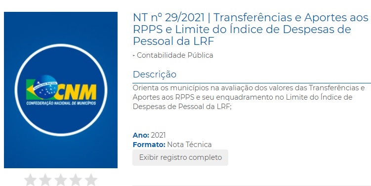 Nota técnica da CNM esclarece sobre transferências e aportes ao RPPS e limite de despesas de pessoal da LRF