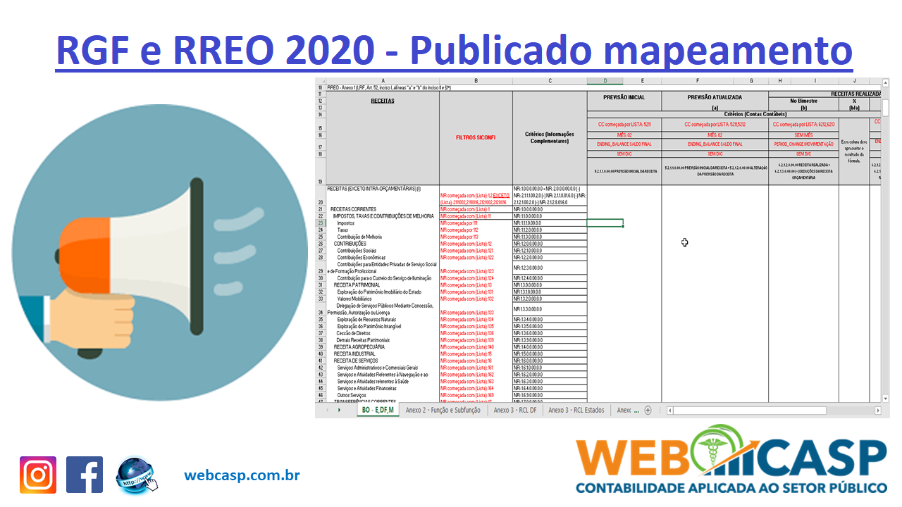 RGF e RREO 2020 - Mapeamento dos relatórios