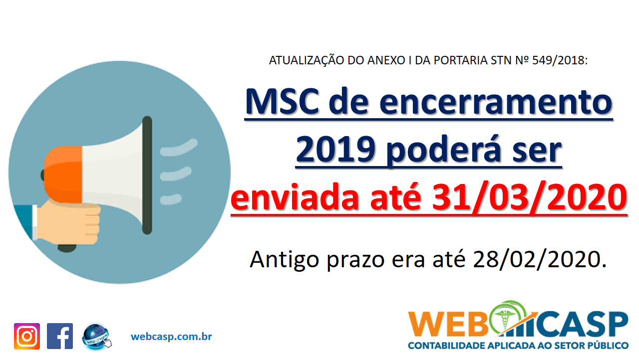 MSC de encerramento 2019 poder ser enviada at 31-03-2020